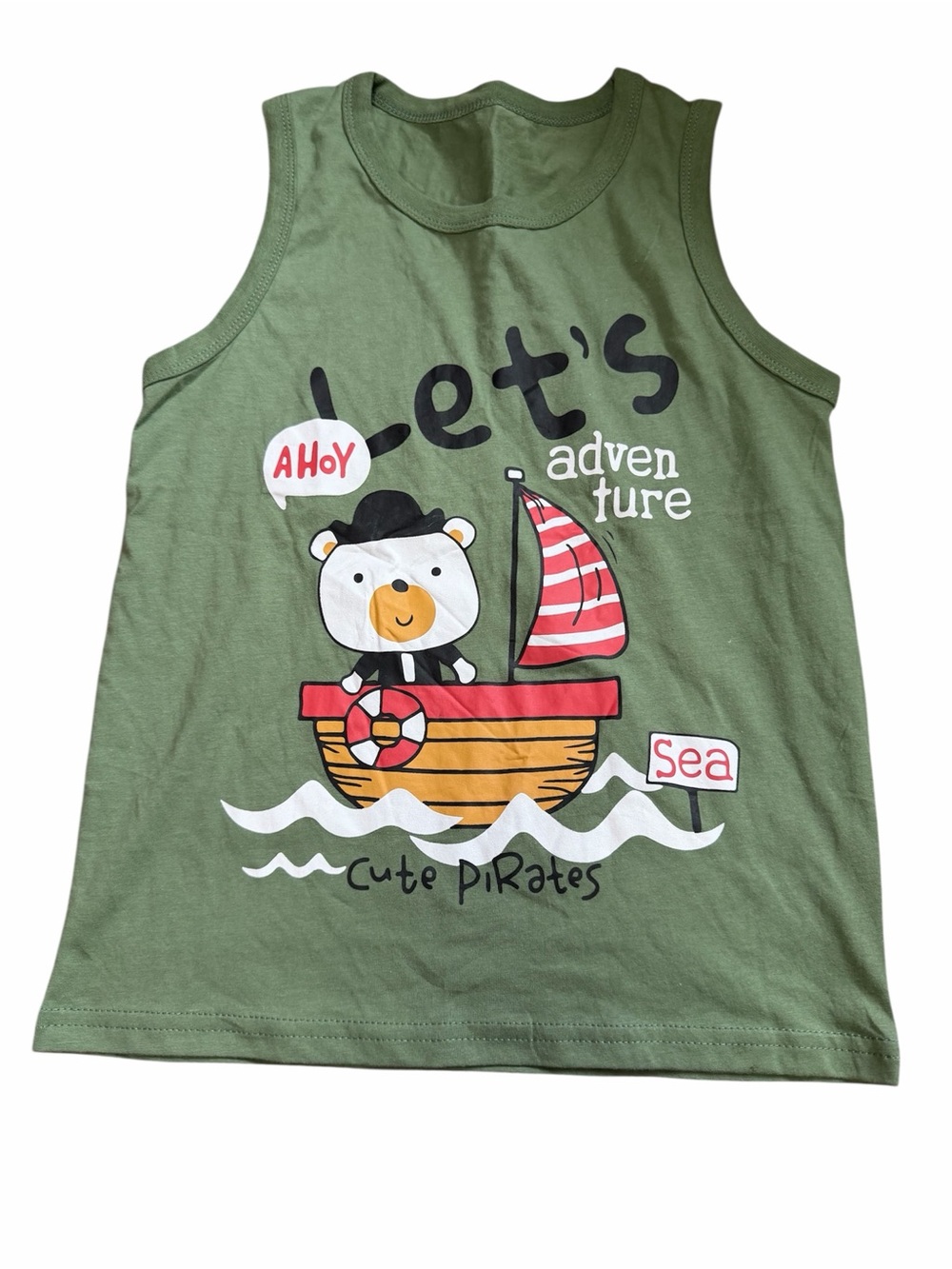 6/$20 ⭐️ Green Kids Graphic Tank Top "Let's Adventure"